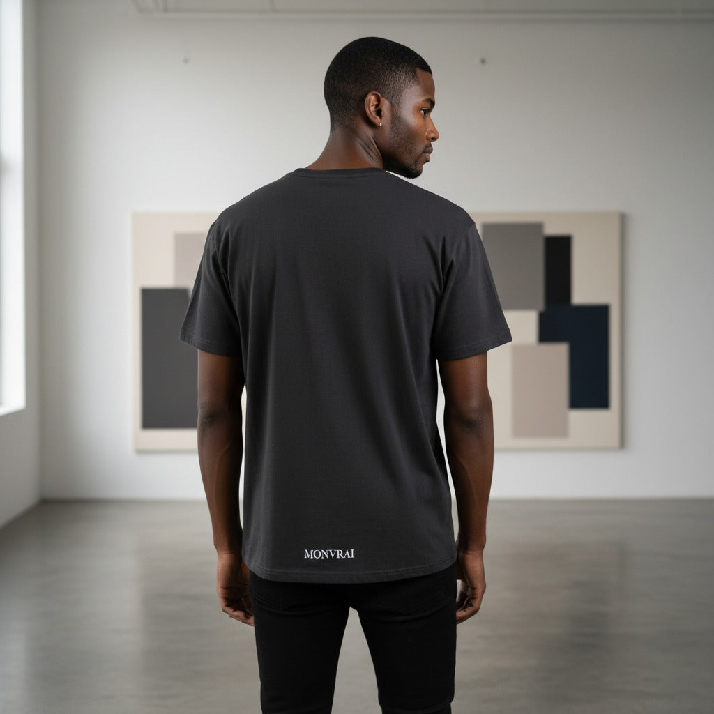 MONVRAI Black Stacked Logo Tee