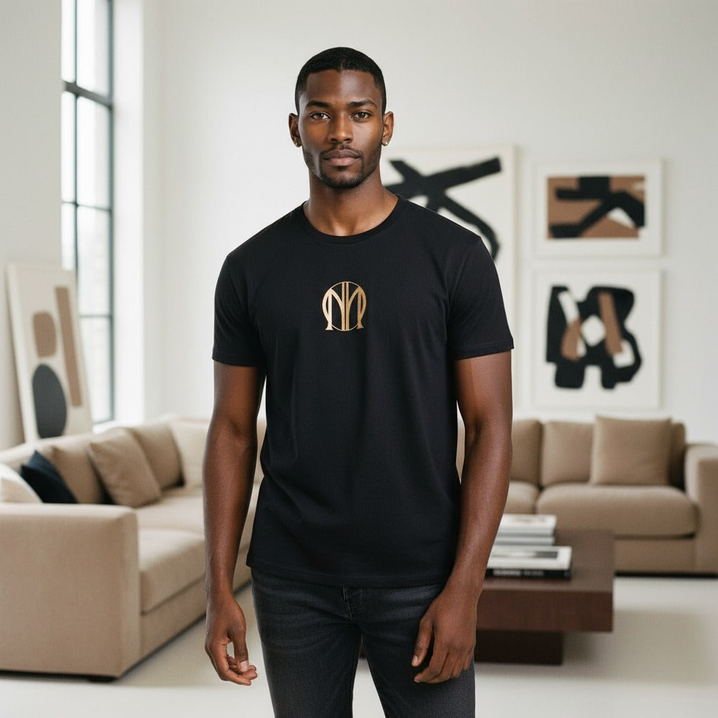 MONVRAI Black Gold Crest Tee
