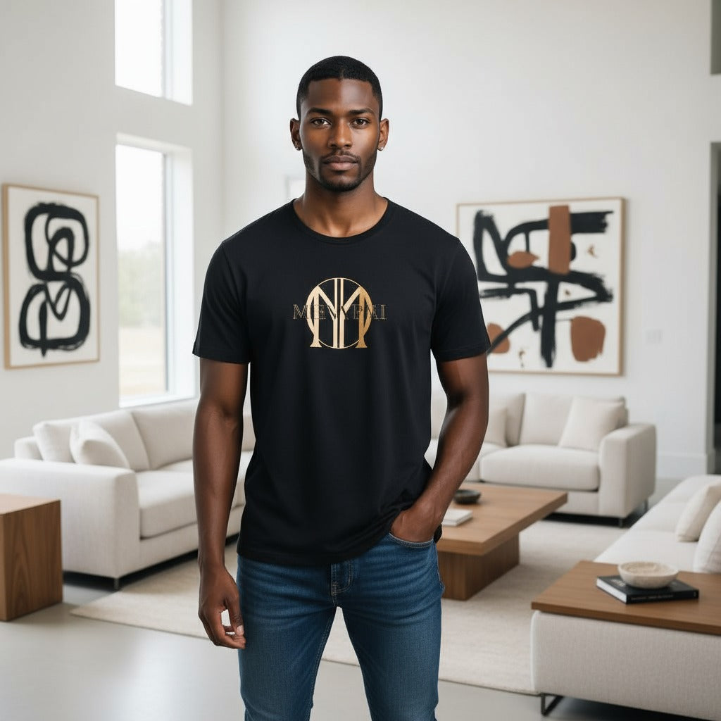 MONVRAI Black Stacked Logo Tee
